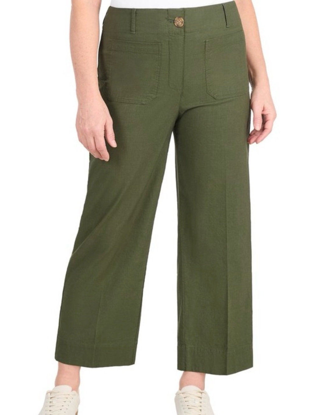 Hilary Radley deep Olive Wide-Leg Utility cotton stretch Pants size 6 USA